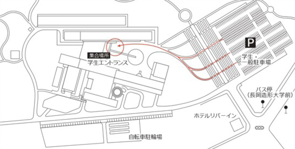 学生エントランスまでの地図