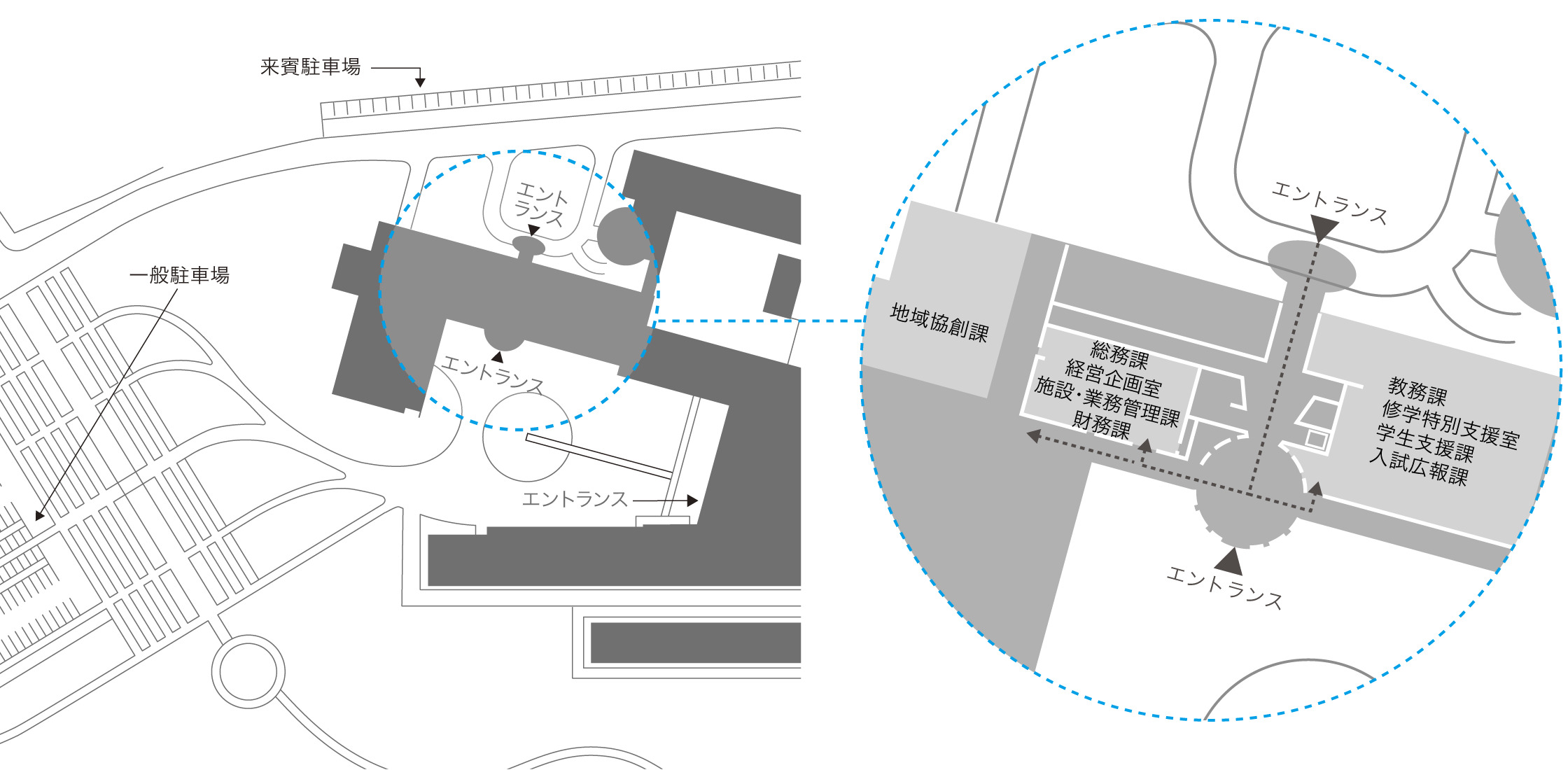 長岡造形大学事務局への地図