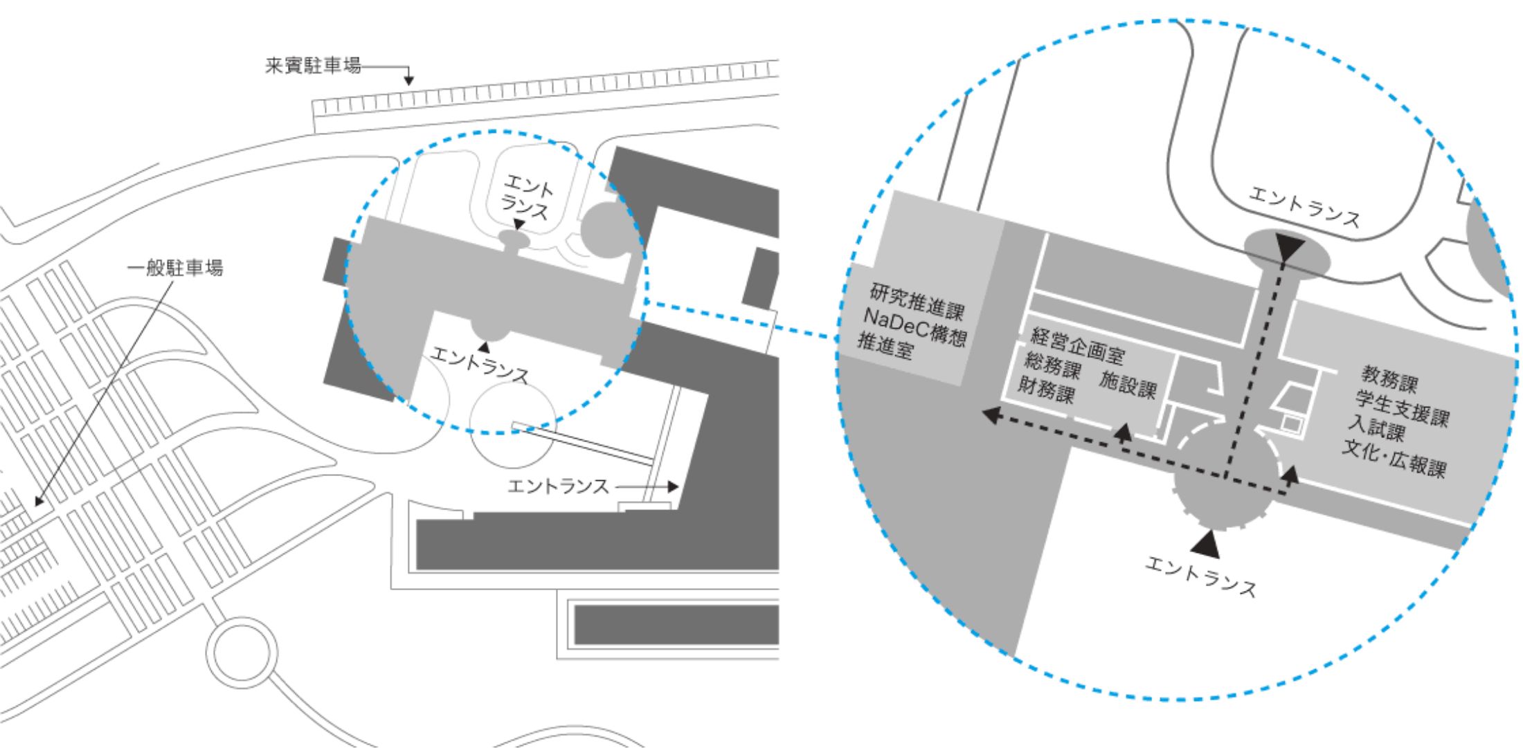 長岡造形大学事務局への地図